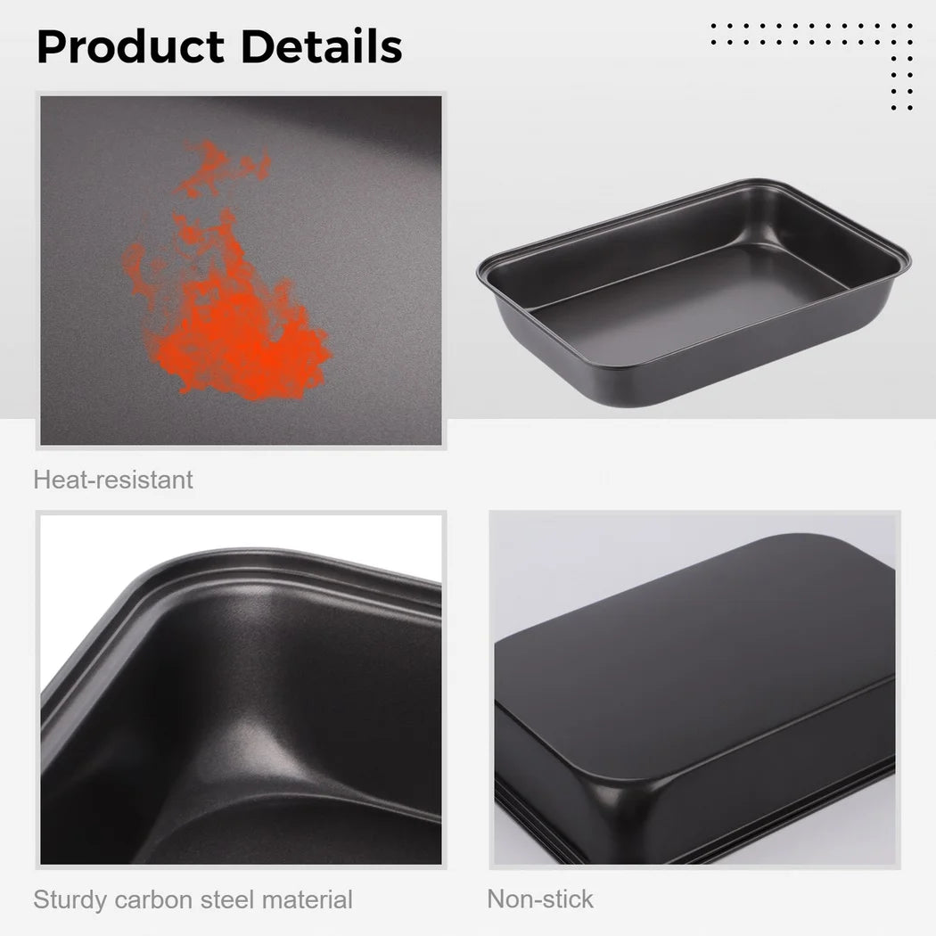 3PCS Non-Stick Oven Baking Trays, Carbon Steel Roasting Trays, 3-Sized Deep Baking Pan Set, Stackable Home Kitchen Baking Pans, Non- Stick Bakeware Set for Meat, Bread, Cookies