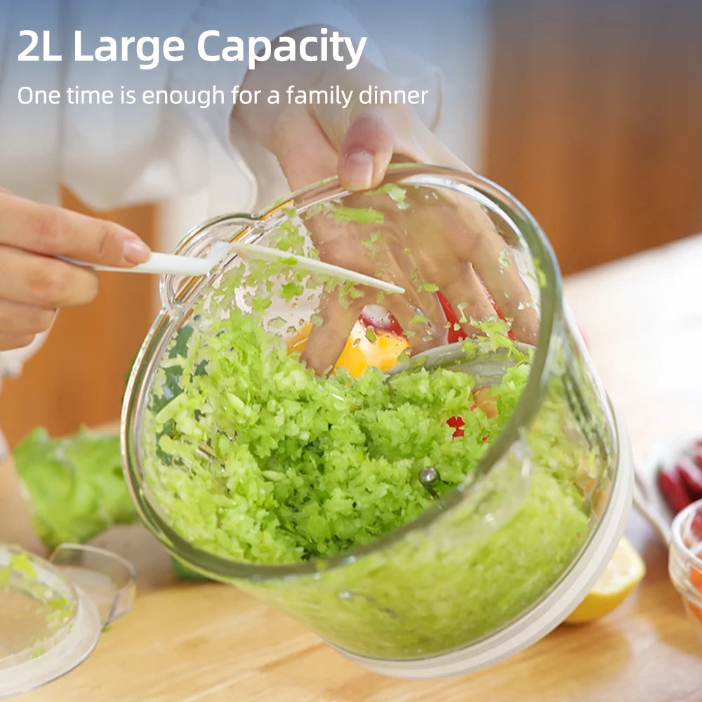 Electric Food Grinder 8Cup Large Household Capacity Stainless Steel 2 Gears 250W High Power Kitchen Cooker Blender