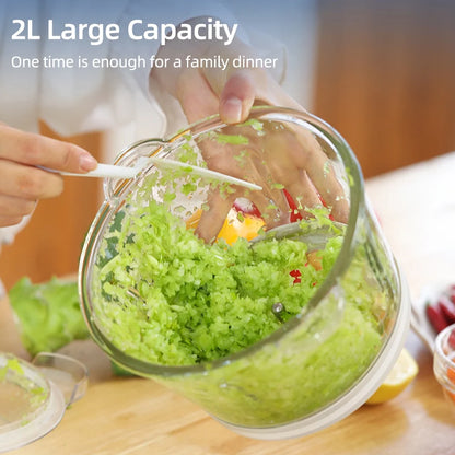 Electric Food Grinder 8Cup Large Household Capacity Stainless Steel 2 Gears 250W High Power Kitchen Cooker Blender