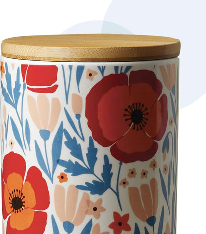 Latter-Day Home Floral Kitchen Canister - Accessories and Decorations - Canisters for Kitchen Counter - Flour and Sugar Containers, 4.25'’X 4.25’’X 6.5''