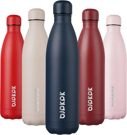 17Oz Insulated Stainless Steel Water Bottles,Sports Water Bottles Keep Cold for 24 Hours and Hot for 12 Hours,Bpa Free for Travel,Brick Red