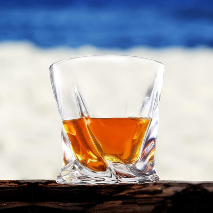 Whiskey Glasses Set of 6, Old Fashioned Glasses with Luxury Box, Premium 11 OZ Crystal Glasses for Whiskey Lovers, Rocks Glasses for Bourbon, Scotch, Cocktail, Liquor, and Rum Drinks - Twist