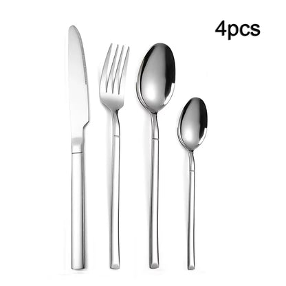 4Pcs/16Pcs Stainless Steel Cutlery Set Steak Cutlery Spoon for Dessert Dinner Party Applicable to Restaurants