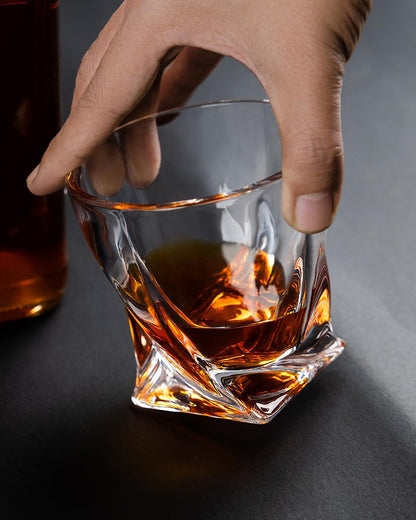 Whiskey Glasses - 10 OZ Premium Shaped Scotch Glasses Set of 4,Glassware Set,Tumblers for Drinking Bourbon Whiskey, Cognac, Irish Whisky,Vintage Elegant Whiskey Glass