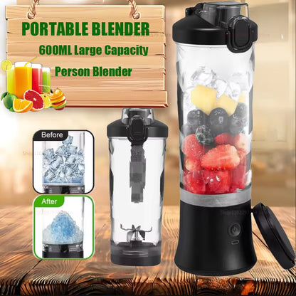 Portable Multifunction Mixer USB Rechargeable Electric Juicer 600Ml Quick Crushing Mixer 2000Mah for Milkshakes and Juice