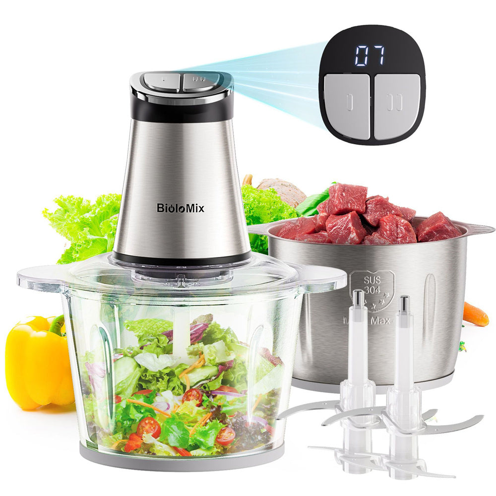[EU Direct]  Mini Electric Food Chopper 300W Food Processors with 2 Bowls, Meat Grinder 4 Bi-Level Blades, for Baby Food, Meat, Onio Processing