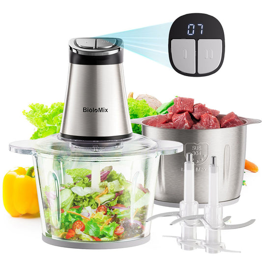 [EU Direct]  Mini Electric Food Chopper 300W Food Processors with 2 Bowls, Meat Grinder 4 Bi-Level Blades, for Baby Food, Meat, Onio Processing