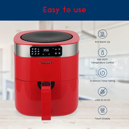 Air Fryer, 5.8QT Hot Air Fryers Oven, XL Electric Air Fryers Oven Cooker with 9 Cooking Preset, Digital Touch Screen Preheat & Nonstick Basket (Red)