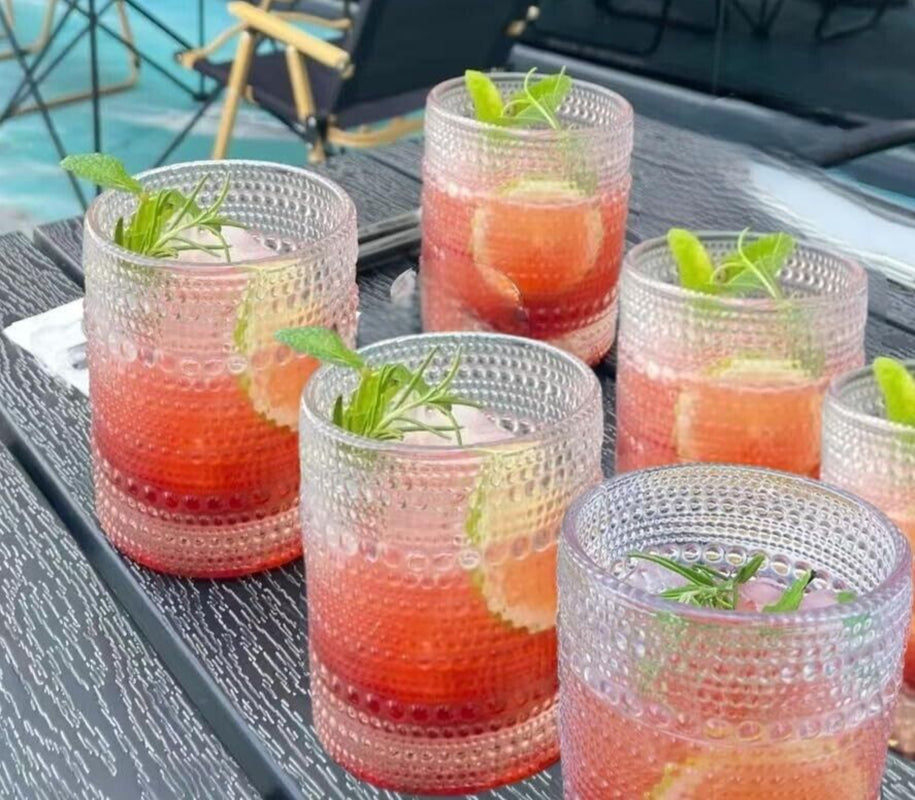 Cocktail Glasses 10 Oz Hobnail Drinking Glasses Set of 6, Vintage Glassware, NEW