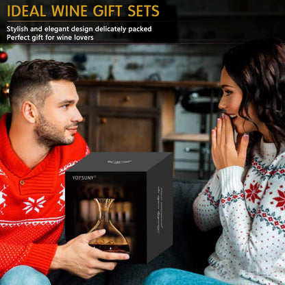 Iceberg Wine Decanter - Elevate Your Wine Experience with a Touch of Elegance 1800Ml Lead-Free Crystal Decanter, Hand Blown, Includes Cleaning Brush & Cork Stopper.