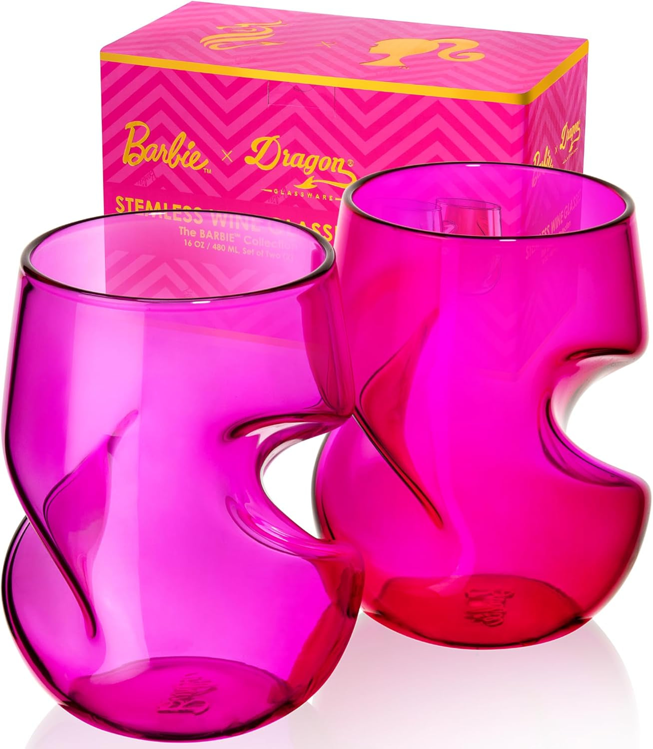 Stemless Wine Glasses - 16 Oz Clear Short Wine Glasses Set of 2 with Finger Indentations - Aerates Naturally