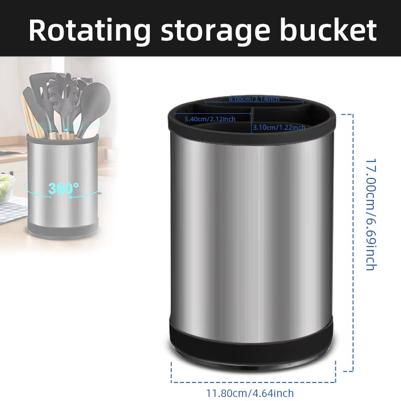 360° Rotation Utensil Holder Multifunctional Storage Bucket Fork Storage Rack Chopsticks Cage Kitchen Accessories Organizer
