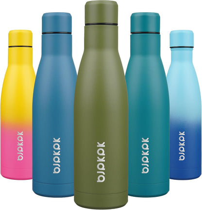 17Oz Insulated Stainless Steel Water Bottles,Sports Water Bottles Keep Cold for 24 Hours and Hot for 12 Hours,Bpa Free for Travel,Brick Red