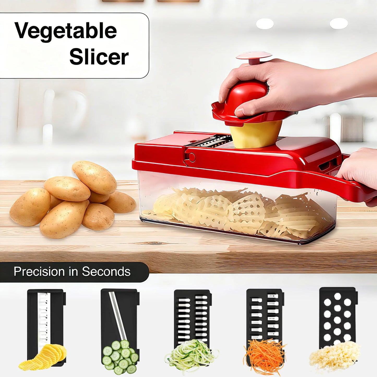 Vegetable Chopper Slicer Onion Dicer, Multi 22-In-1 Veggie Mandoline Food Cutter for Tomato Fruit with Lemon Squeezer, E-Recipe, 11 Blades, Egg Separator & Slicer, Container