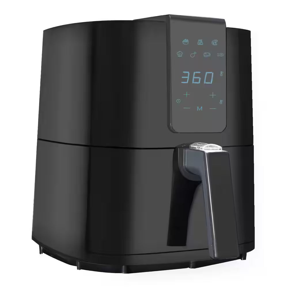 5.5 Qt. Black Digital Air Fryer with Slide Out Pan/Detachable Basket