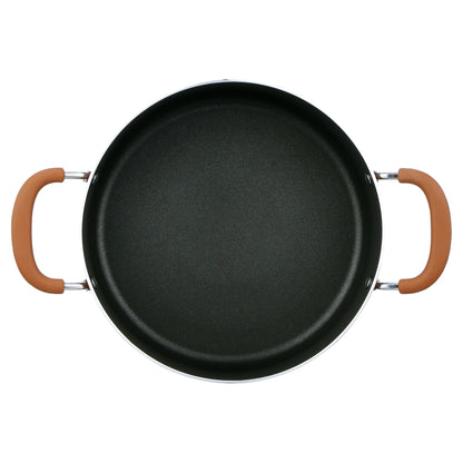 17 Piece Non-Stick Cookware Set, Pots & Pans with Foldable Knob, Space Saving, Stackable, Nylon Tools Set, Induction Base, Brown
