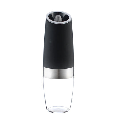 2 Pcs Electric Gravity Pepper and Salt Grinder Set, LED Light, Adjustable Coarseness, Battery Operated, Stainless Steel Black
