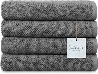 Franklin 100% Cotton Popcorn Textured Towel Set - 6 Piece 600 GSM, Soft & Plush, 2 Bath Towels, 2 Hand Towels, 2 Washcloths, Dark Gray