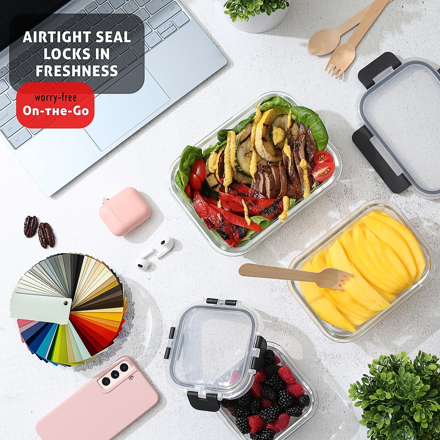 32Pc Glass Food Storage Containers with Lids, Airtight Glass Meal Prep Containers, Oven, Microwave & Freezer Safe Glass Storage Containers
