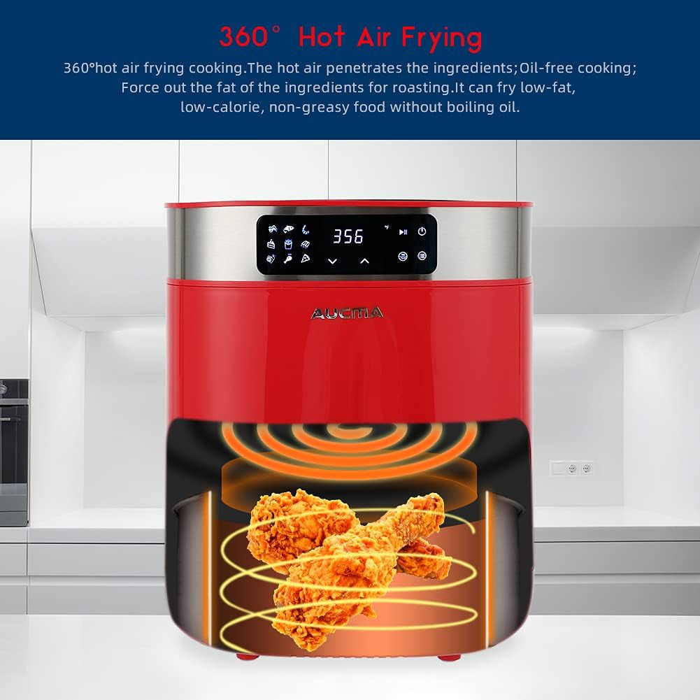 Air Fryer, 5.8QT Hot Air Fryers Oven, XL Electric Air Fryers Oven Cooker with 9 Cooking Preset, Digital Touch Screen Preheat & Nonstick Basket (Red)