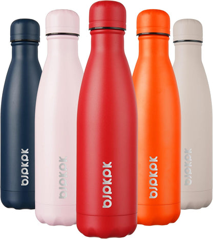 17Oz Insulated Stainless Steel Water Bottles,Sports Water Bottles Keep Cold for 24 Hours and Hot for 12 Hours,Bpa Free for Travel,Brick Red