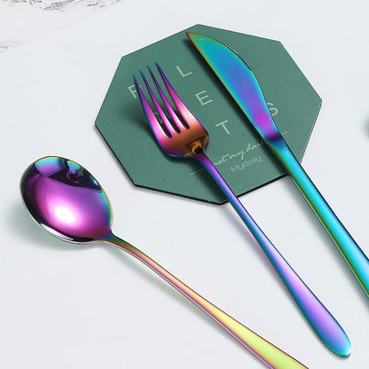 20 Piece Rainbow Silverware Set Service for 4, 18/10 Multicolor Stainless Steel Flatware Cutlery Set Eating Utensils Set for Home Kitchen Restaurant, Mirror Polished, Dishwasher Safe