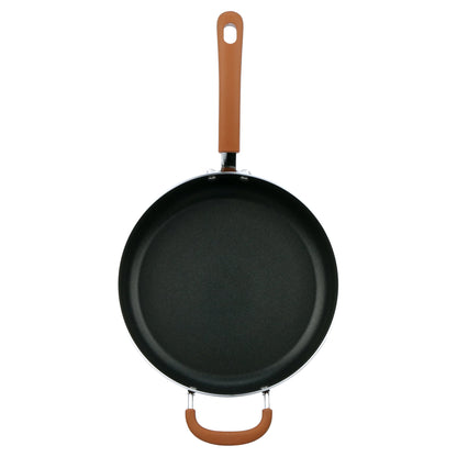 17 Piece Non-Stick Cookware Set, Pots & Pans with Foldable Knob, Space Saving, Stackable, Nylon Tools Set, Induction Base, Brown