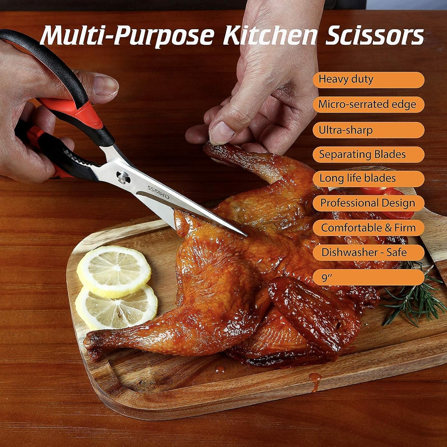 Tbrand Ultra Sharp Kitchen Shears Heavy Duty Multi Purpose Scissors Kitchen Accessories 2-Pack for Chicken,Poultry,Fish,Meat,Vegetables