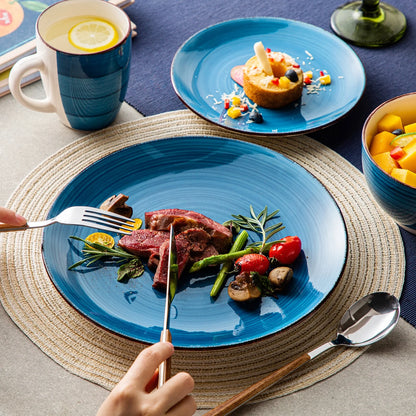 , Series Bella, 32 Piece Stoneware Dinnerware Set, Blue Dinner Set, Service for 8