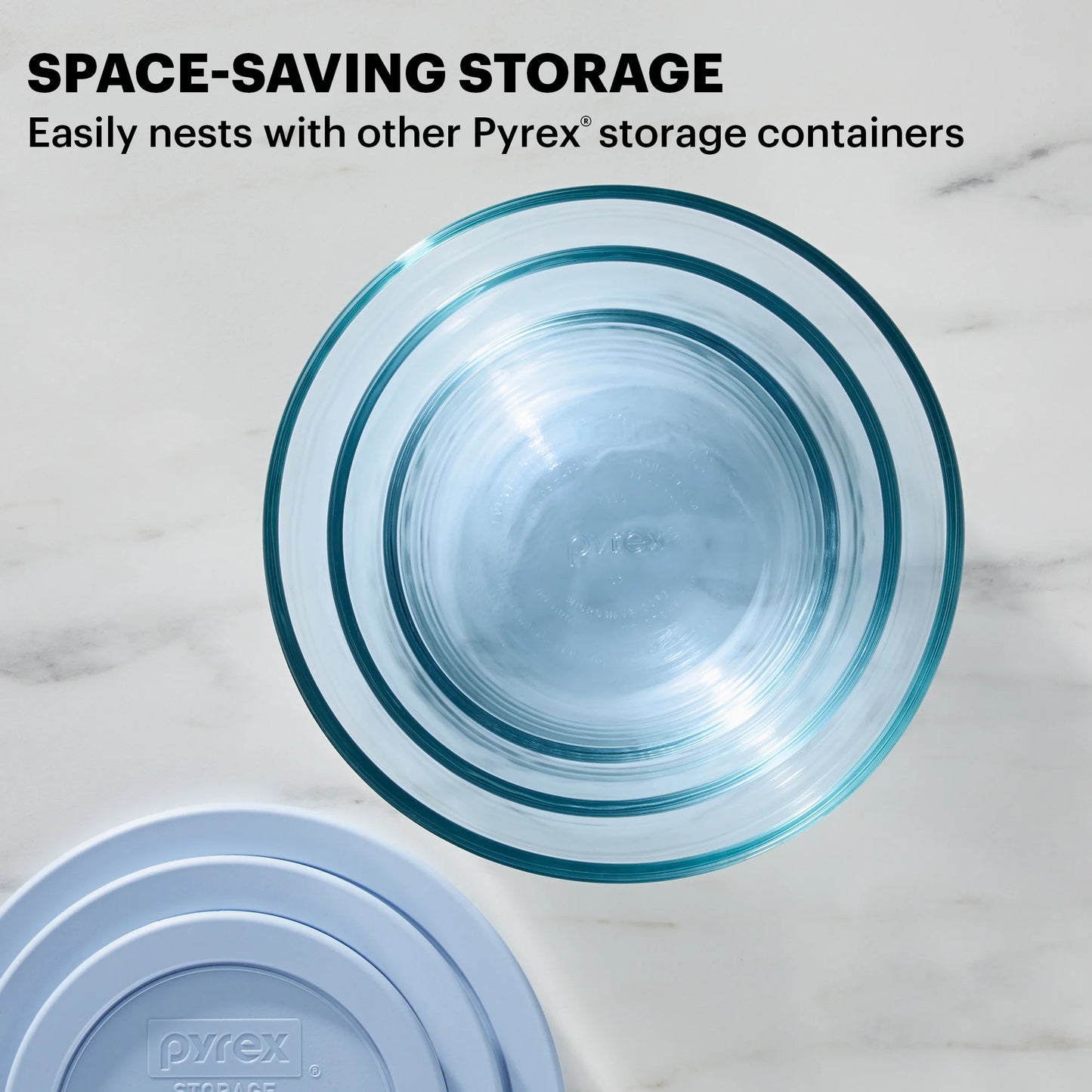 Simply Store Tinted 6-Piece round Glass Storage Set with 2C/4C/7C and Airtight Lids, Blue