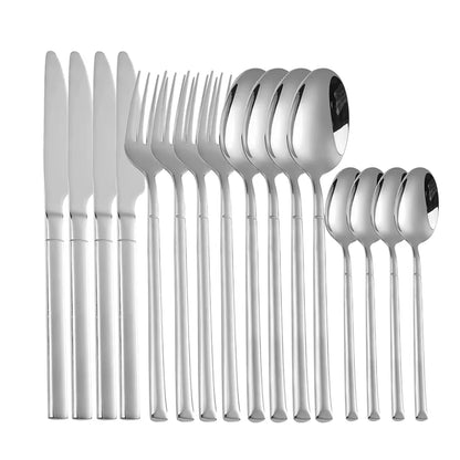4Pcs/16Pcs Stainless Steel Cutlery Set Steak Cutlery Spoon for Dessert Dinner Party Applicable to Restaurants