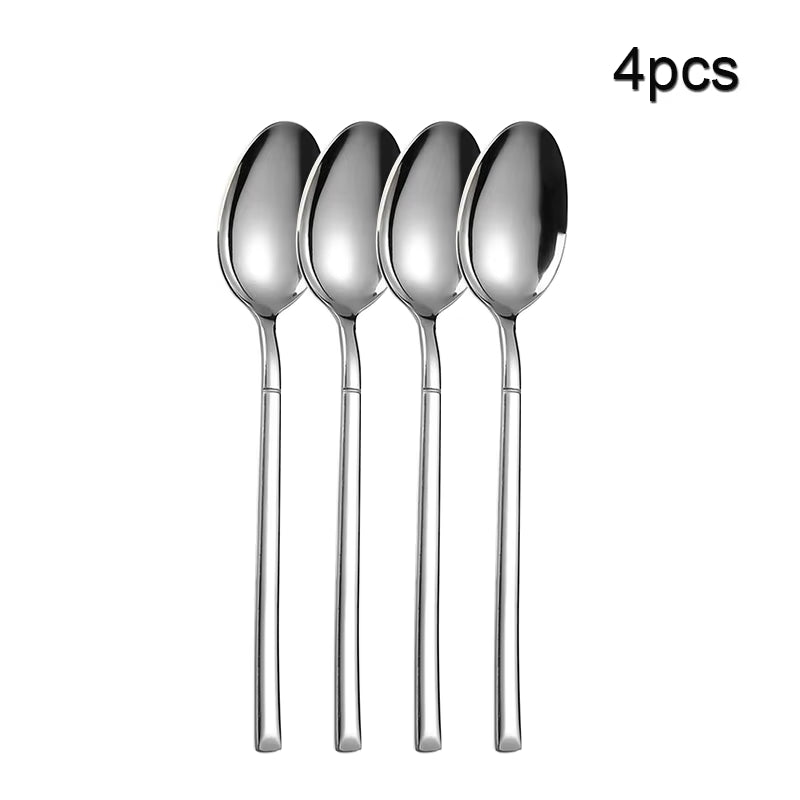 4Pcs/16Pcs Stainless Steel Cutlery Set Steak Cutlery Spoon for Dessert Dinner Party Applicable to Restaurants