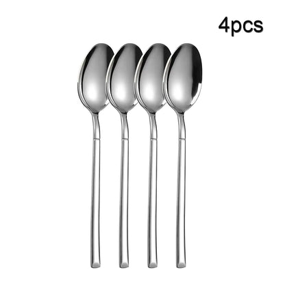 4Pcs/16Pcs Stainless Steel Cutlery Set Steak Cutlery Spoon for Dessert Dinner Party Applicable to Restaurants