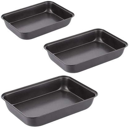 3PCS Non-Stick Oven Baking Trays, Carbon Steel Roasting Trays, 3-Sized Deep Baking Pan Set, Stackable Home Kitchen Baking Pans, Non- Stick Bakeware Set for Meat, Bread, Cookies