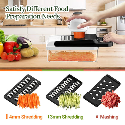 10-In-1, 8 Blade Vegetable Chopper, Mandoline Slicer, Food Chopper with Container, Fruit Slicer, Kitchen Gadgets & Accessories, Home Essentials