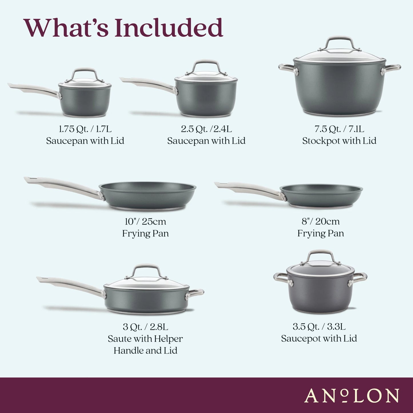 Accolade 12 Piece Nonstick Pots and Pans, Moonstone