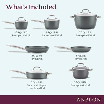 Accolade 12 Piece Nonstick Pots and Pans, Moonstone