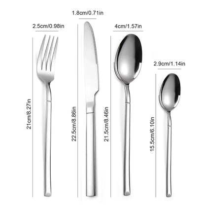 4Pcs/16Pcs Stainless Steel Cutlery Set Steak Cutlery Spoon for Dessert Dinner Party Applicable to Restaurants