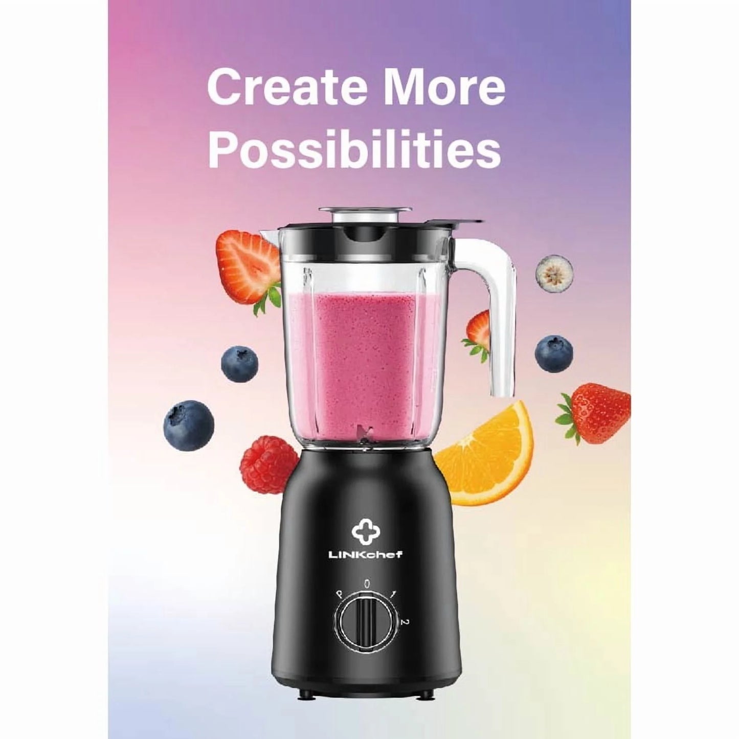 3-In-1 Countertop Blender for Shakes, Meat Chopper, Coffee Grinder, 500 Watts, 50Oz. Blending Jar, Smoothie Blender with 2 Speeds and Pulse