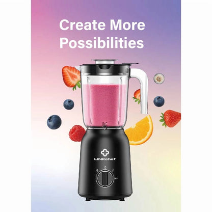 3-In-1 Countertop Blender for Shakes, Meat Chopper, Coffee Grinder, 500 Watts, 50Oz. Blending Jar, Smoothie Blender with 2 Speeds and Pulse