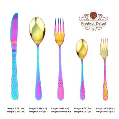 Rainbow Silverware Set,  30-Piece Rainbow Flatware Set for 6, Include Dinner Knives,Dinner Forks,Dinner Spoons,Salad Forks,Teaspoons, Multicolor Elegant Gift