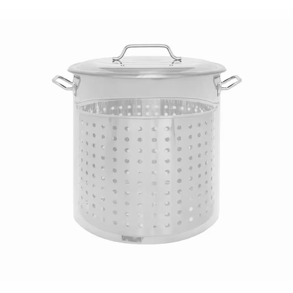 120 Quarts Stainless Steel Stock Pot with Steamer Basket