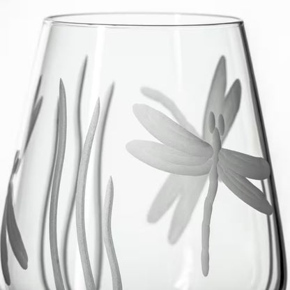 Dragonfly 18 Oz. Stemless Wine Tumbler Glasses - Set of 4