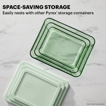 Simply Store Tinted 4-Piece Rectangle Glass Storage Set with 6C/11C Containers and Airtight Lids, Green
