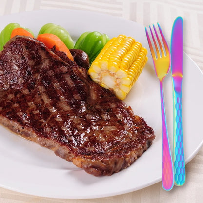 Rainbow Silverware Set,  30-Piece Rainbow Flatware Set for 6, Include Dinner Knives,Dinner Forks,Dinner Spoons,Salad Forks,Teaspoons, Multicolor Elegant Gift