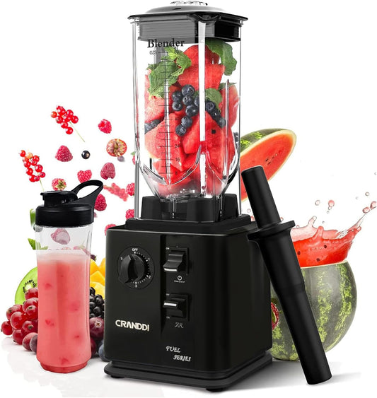 Commercial Blenders 1800W, 80Oz Professional High-Speed Countertop Blenders for Smoothies, Self-Cleaning, Come with Tamper and 20Oz To-Go Cup, K95 (Black)