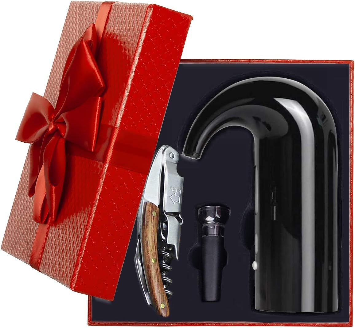 Electric Wine Aerator Pourer, Portable One-Touch Wine Decanter and Wine Dispenser Pump for Red and White Wine Multi-Smart Automatic Wine Oxidizer Dispenser USB Rechargeable Spout Pourer