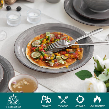 , Series Bella, 32 Piece Stoneware Dinnerware Set, Grey Dinner Set, Service for 8