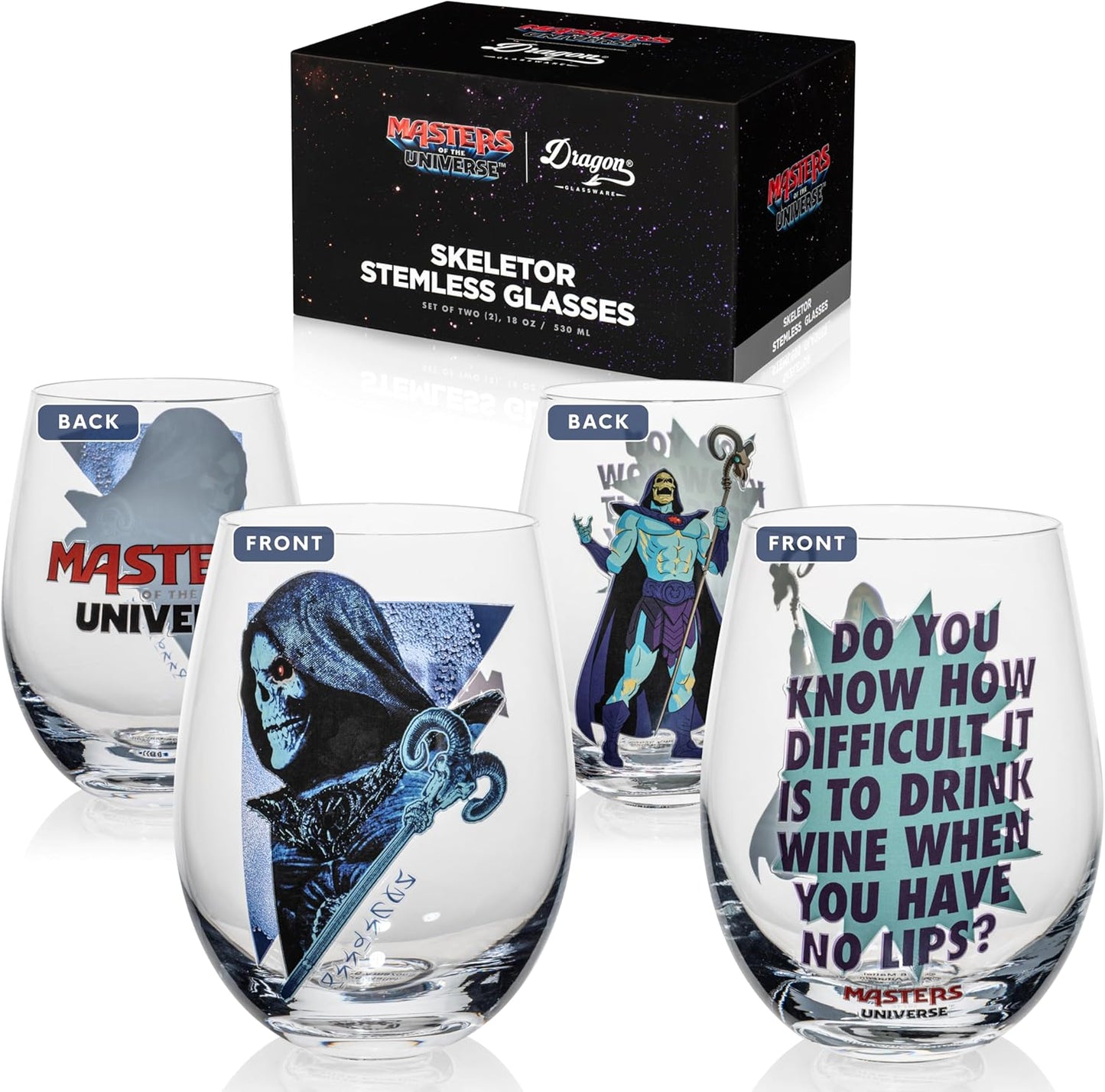 Stemless Wine Glasses - 16 Oz Clear Short Wine Glasses Set of 2 with Finger Indentations - Aerates Naturally