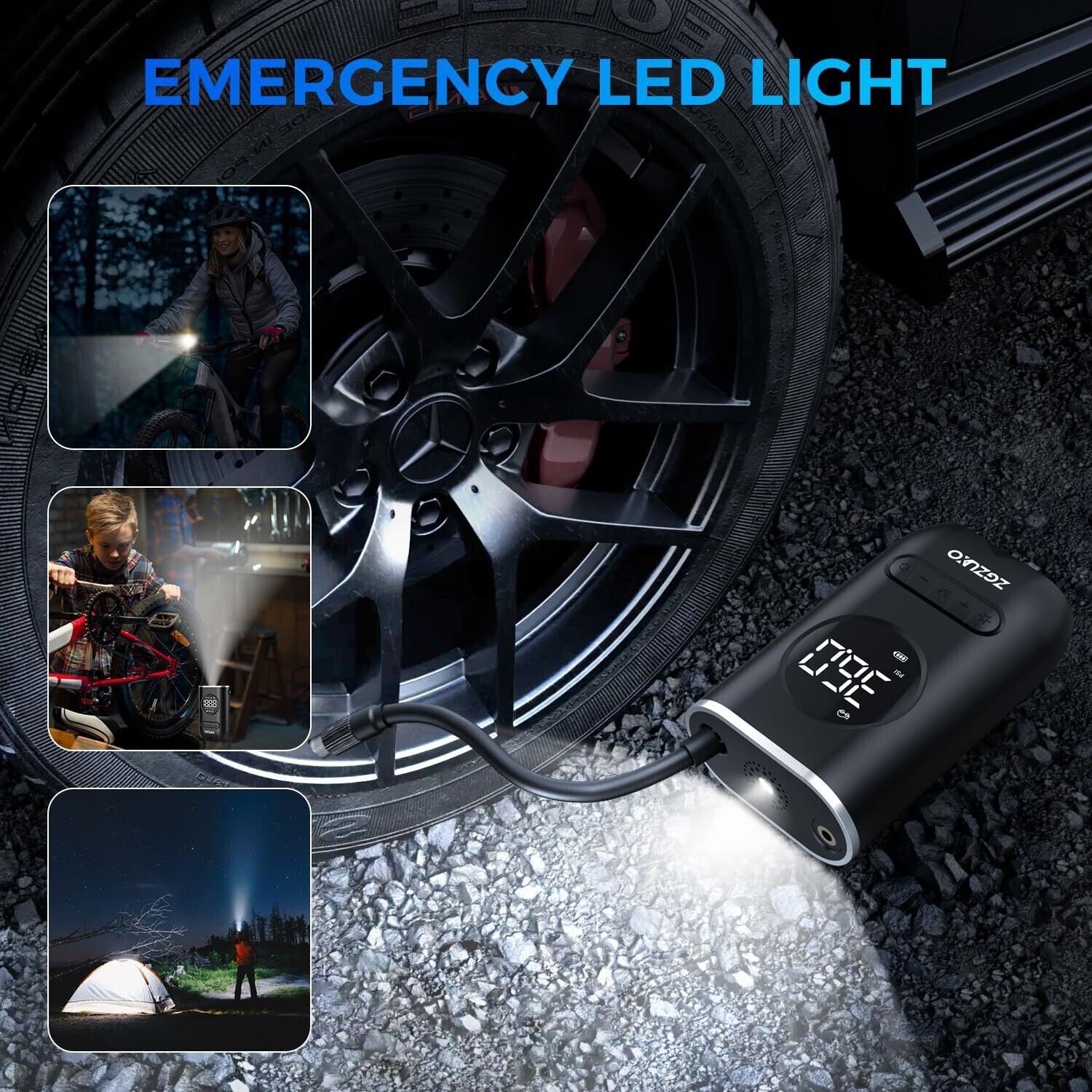 Tire Inflator Portable Air Compressor - 150PSI Cordless Air Pump for Car Tire...